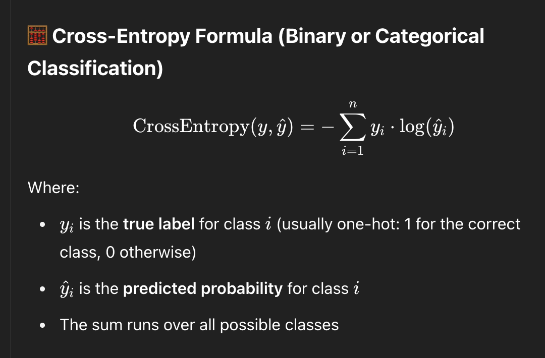 Cross entropy formula